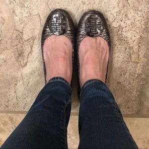 Tory Burch ballerina flats Size 9 Black & Silver